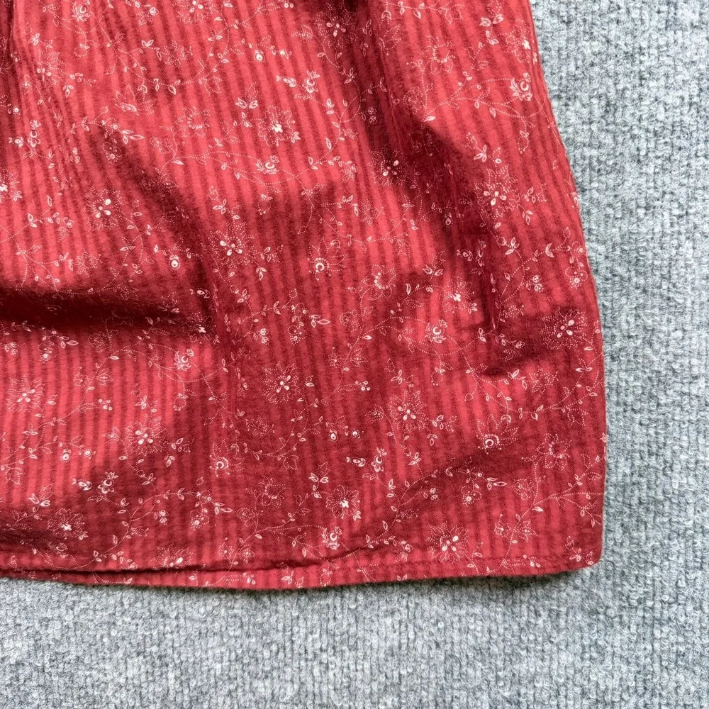 Madewell Smocked Puff Sleeve Top Women XXS Red Floral Square Neck Dotted Vines